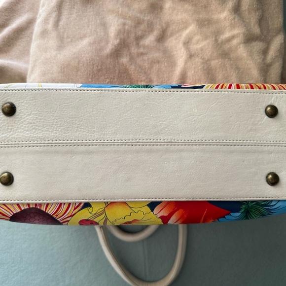 ANUSCHKA Vintage 🌸 Floral Melody 🌺 Wide Organizer Satchel, 8368, RFID - Picture 9 of 11